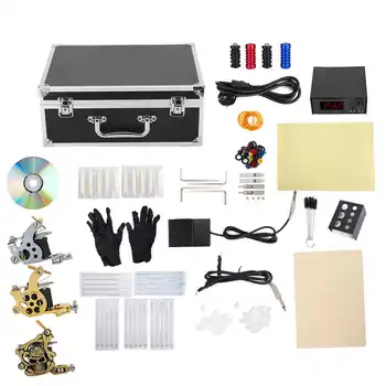 

Tattoo kit machine set for tattoo bobbins LCD display Pedal feeder Needle handle
