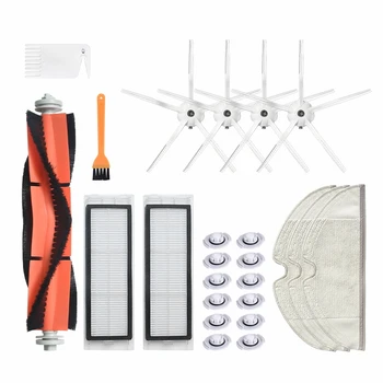 

4x Side Brush + 1x Roller Brush + 2x Filter Net + 3x Mop Cloths Pad + 12x Filter Elements for Xiaomi S50 S55 S60 T4 T6 Robot Vac