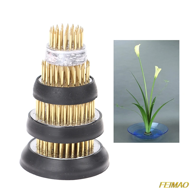 1 Pc Flower Round Pin Holder Base Ikebana Kenzan Fixed Japanese Copper