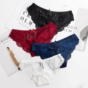 

Floral Lace Women Underwear Panties Sexy Hollow Out Lady Briefs Low-Rise Bow Knicker Fashion Solid Color Underpants 15