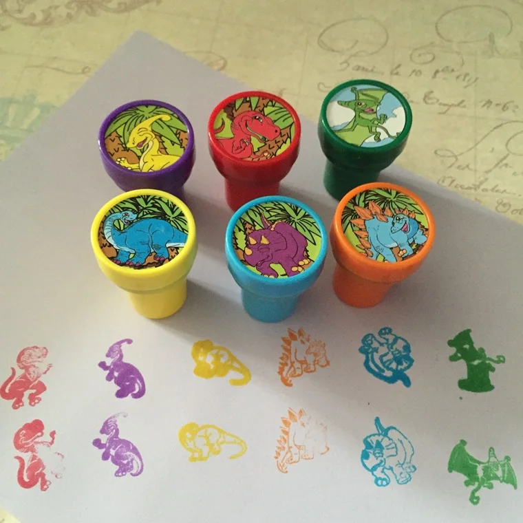 6 шт. мультяшный динозавр самописающийся стемпер художественные штампы для детской вечеринки игрушки шаблоны для рисования DIY принадлежности