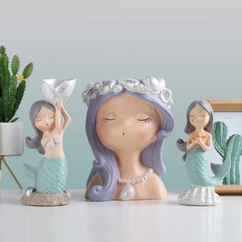 

Resin Character Statue Cute Mermaid Girl Decoration Home Bedroom Decoration Living Room Bedroom Desktop Large Crafts Place Gift