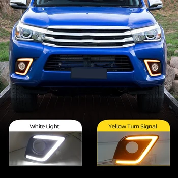 

CSCSNL 2Pcs DRL For Toyota Hilux Revo Vigo 2015 2016 2017 Daytime Running Light car styling Fog Lamp 12V