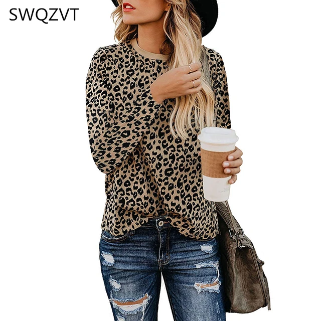 US $8.59 Leopard print women t shirt 2020 Summer spring o-neck women tops casual long sleeve ladies tees top