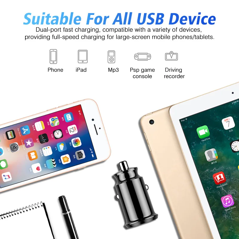 GUUGEI Mini USB Автомобильное зарядное устройство многофункциональная Быстрая зарядка для huawei Mate30 Pro Xiaomi Dual USB 2 порта 3.1A адаптер питания в автомобиле