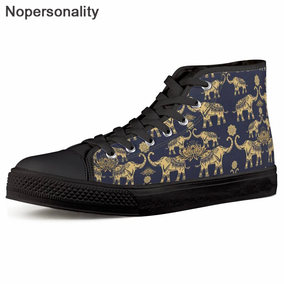 Nopersonality Male Sneakers Vintage Elepant Printing Customized Shoes tenis masculino adulto Teenager High Top Canvas Shoes