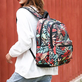 

Leaf Print Laptop Backpack Women Travel Bagpack Printed Waterproof Backbags School Bags For Teenage Girls Mochila Rucksack 2020