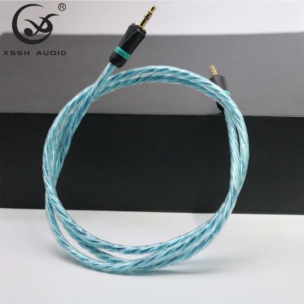 XSSH audio 3 5mm stereo plug to 2 RCA Hi end HIFI OFC pure copper Headphone Earphone Extension Audio Wire Cord Aux Cable Cables