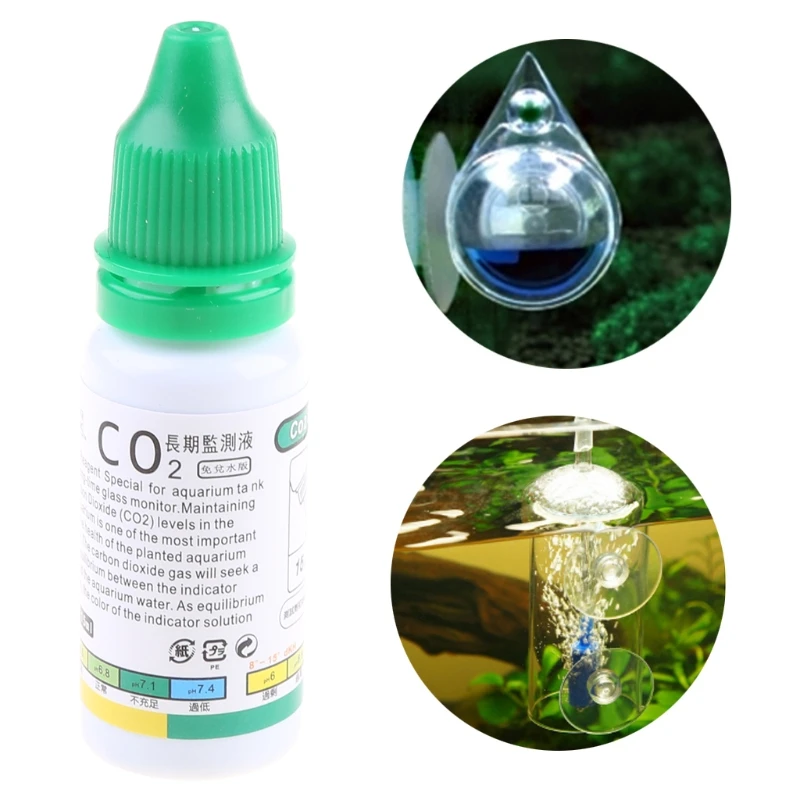 Aquarium CO2 Indicator Solution Fish Tank Liquid Test Plants Supplies Long Term