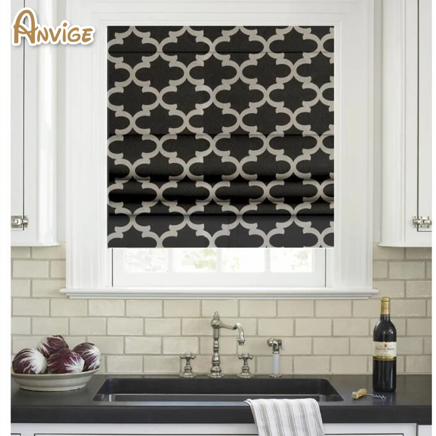 

Modern Geometric Full Blackout/Light Filter Roman Shades ,Easy Install Washable Curtains ,Customized Window Curtain Drape