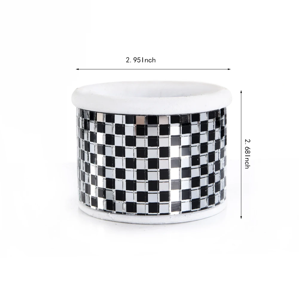 Modern Mosaic Glass Checkered Pattern Cement Succulent Cactus Planter,Pretty Plants/Flower Pot Tiny Flower Plant Containers