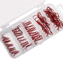 Наборы крюков для рыбалки 50 шт. рыболовная головка pesca красные Высокие рыболовные крючки Углеродные Рыболовные крючки mustad стальные тройные hengelsport рыболовные аксессуары