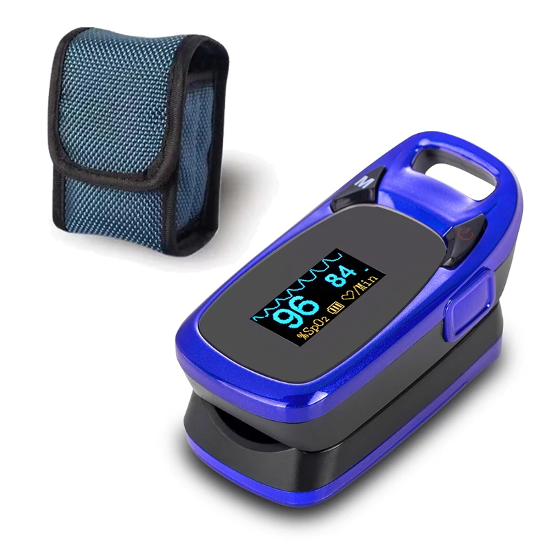 blue with case Цифровой пальцевой Пульсоксиметр De Dedo Pulso Oximetro Saturometro SPO2 PR портативный кислород крови пульси оксиметром FDA CE - Цвет: blue with case