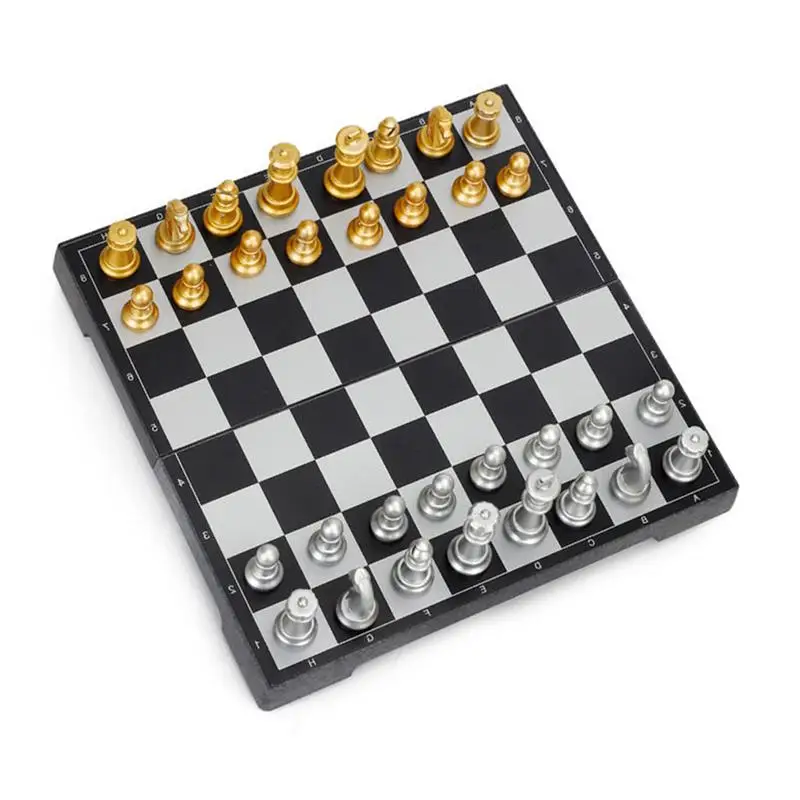 1 компл. Изящные шахматы складные пластиковые портативные Обучающие игрушки Настольные игры(золото и серебро