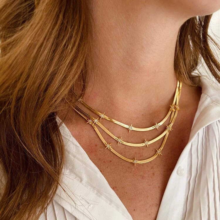 Herringbone Chain Choker Necklace Women 