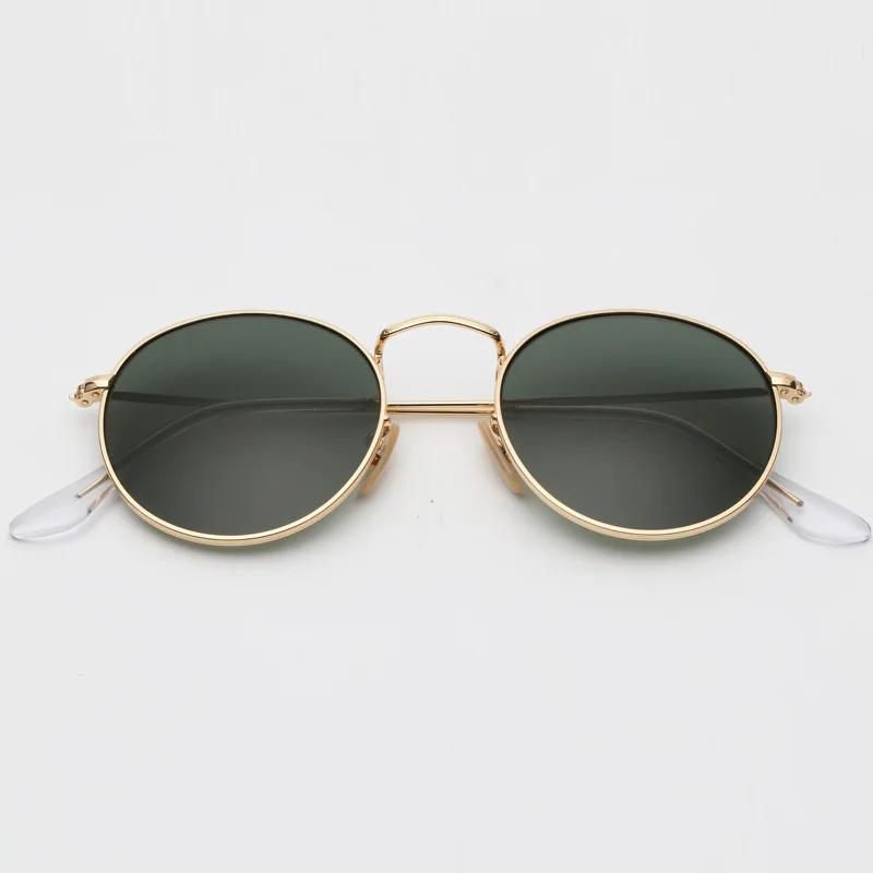 Высокое качество G15 стеклянные линзы Круглые Солнцезащитные очки es для женщин и мужчин ретро бренд металлическая рамка Зеркало Oculos солнцезащитные очки es Shades очки 3447