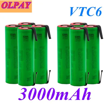 

6PCS original 3.7V 3000mAh 18650 battery us18650 for Sony VTC6 30A toys tools flashlight battery + DIY nickel piece