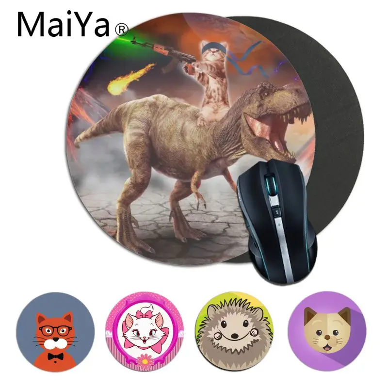 Maiya винтажные крутые Мультяшные круглые животные кошка динозавр коврики для мыши геймер коврики для мыши игровой коврик для мыши для ПК ноутбук