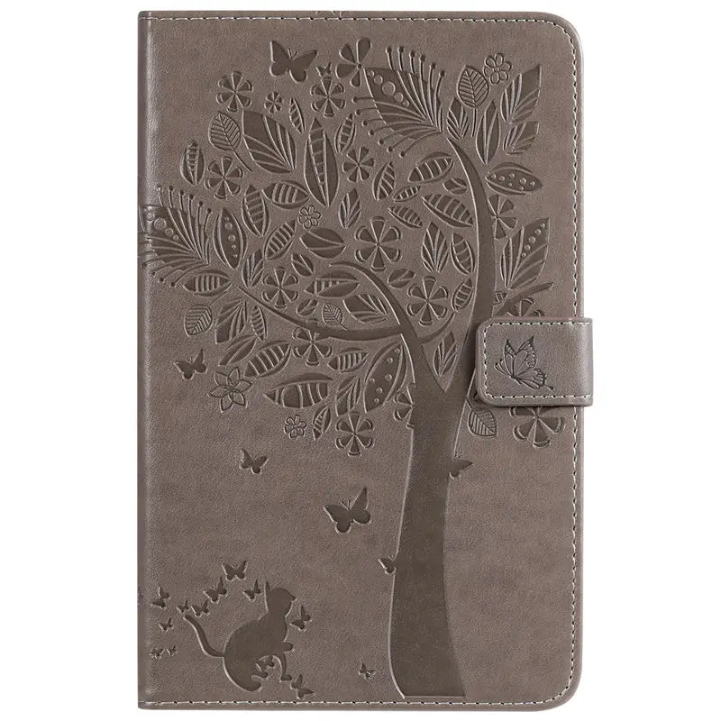 Gray Чехол для samsung galaxy tab A 8,0 с S Pen 8,0 SM-P200 P200 P205 P207, чехол Funda с рисунком кошки и дерева, откидная подставка+ подарок - Цвет: Gray