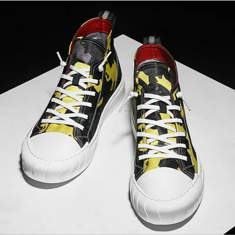 

Mens High-top Canvas Shoes Men 2019 New Spring Autumn Fashion Sneakers Lace-up Man Camouflage canvas Shoes A54-58