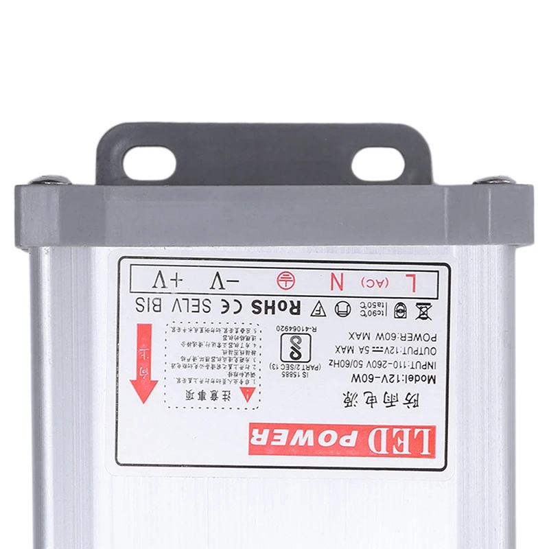 IP65 источник питания AC 110 V-260 V A DC 12V светодиодный трансформатор Выходное напряжение: 12V 60W