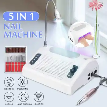 

48/98W 5 In 1 UV LED Lamp Nail Dryer High Power Gel Dryer Dust Collector+Drill Set Auto Sensor Sun Led Light Nail Art Manicure
