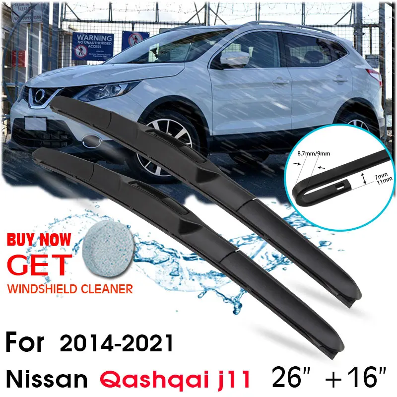 

Car Wiper Blade Front Window Windshield Rubber Silicon Refill Wipers For Nissan Qashqai j11 2014-2021 26"+16" Car Accessories