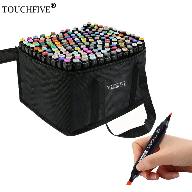 Ceny TOUCHFIVE 60 kolor dwustronne artystyczne zestaw markerów alkohol szkic markery pióro na rysunek artystyczny pędzel do akwareli Manga