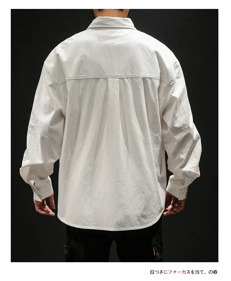 Белая Осенняя Повседневная рубашка с длинным рукавом и буквенным принтом, Мужская модная уличная одежда, свободная зимняя Хлопковая мужская рубашка-карго в стиле милитари