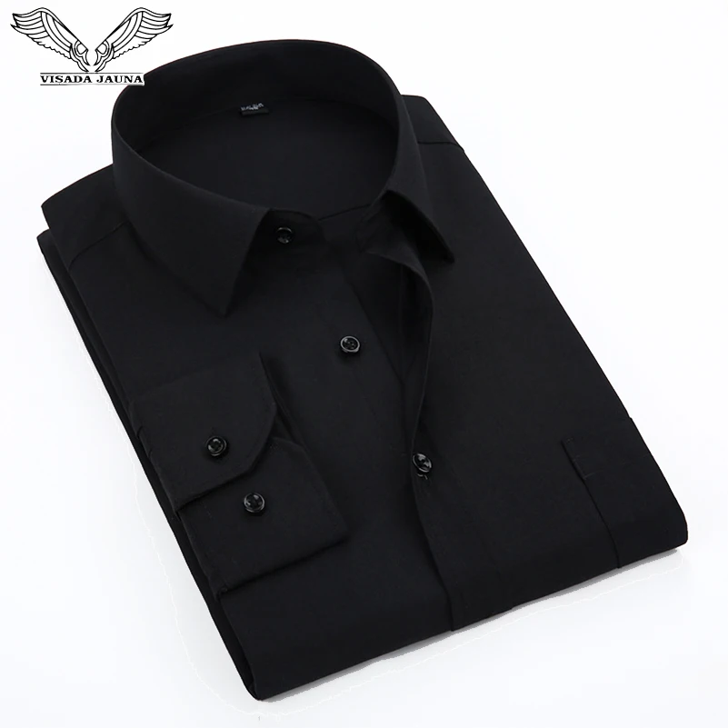 VISADA JAUNA 2019 Men's Casual Shirt Long-Sleeved Chest Pocket Camisa Masculina Slim Fit Business Big Size Shirts For Male 4XL VISADA JAUNA 2019 Men's Casual Shirt Long-Sleeved Chest Pocket Camisa Masculina Slim Fit Business Big Size Shirts For Male 4XL