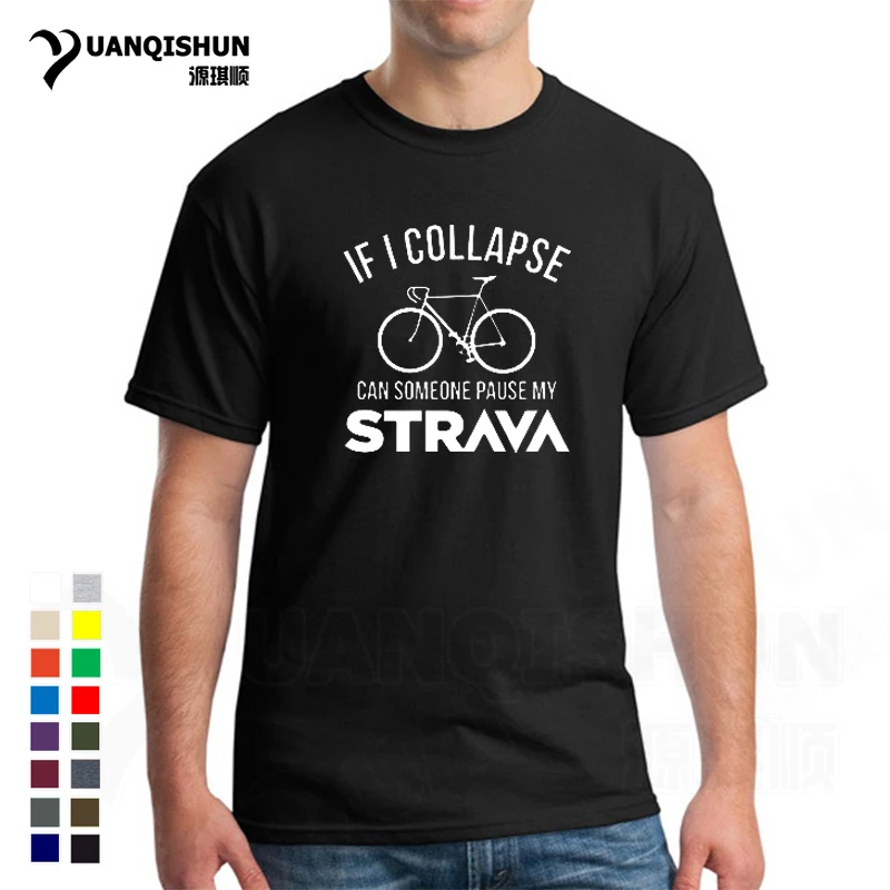 Забавные в том случае, если я крах может кто-то приостановить свою Strava футболки Для мужчин Аэробные футболка "Велоспорт" горным велосипедистом, футболка Mtb футболка с изображением велосипеда рубашка