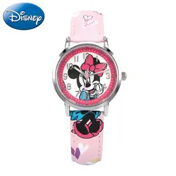 Натуральная disney бренд Микки и Минни Маус мультфильм кварцевые модные детские наручные часы малыш просто прекрасные часы для подарок для