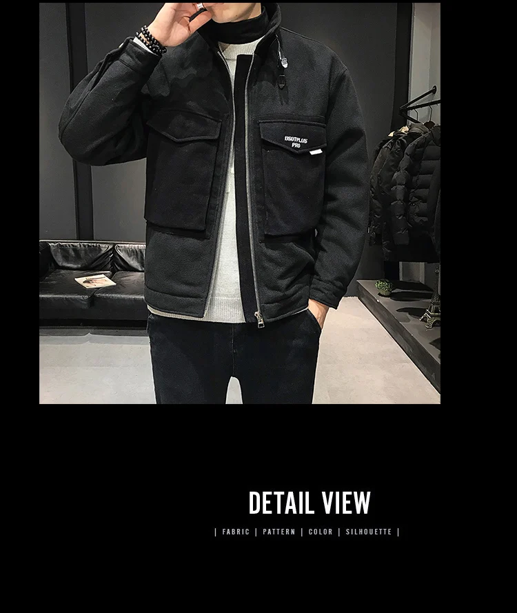 Дропшиппинг осенние мужские винтажные уличные Топы уличная однотонная Куртка карго японская Повседневная куртка с высоким воротником пальто с карманами