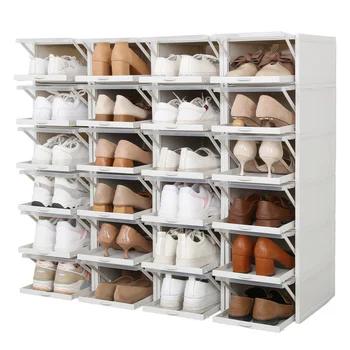

Household Drawer Type Shoes Storage Box Foldable Transparent Shoe Rack Space-saving Cabinet Organizers