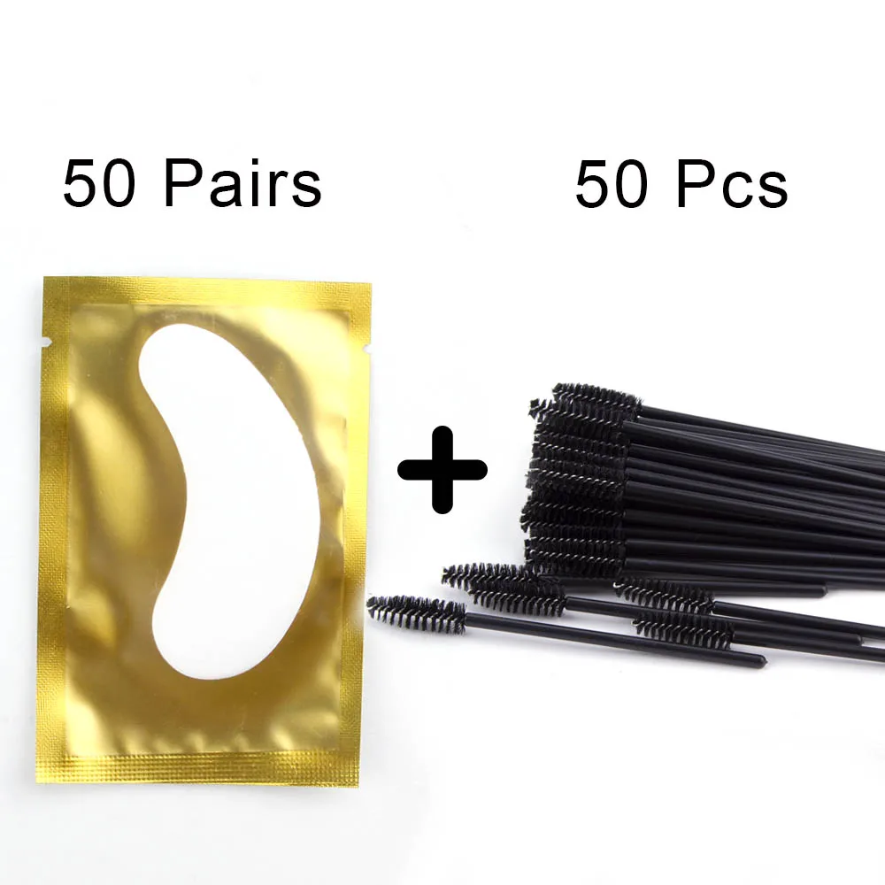 gold set2 100 шт подушки для наращивания ресниц под Накладные ресницы с 50 шт одноразовая бровь кисти наращивание ресниц аксессуары - Цвет: gold set2