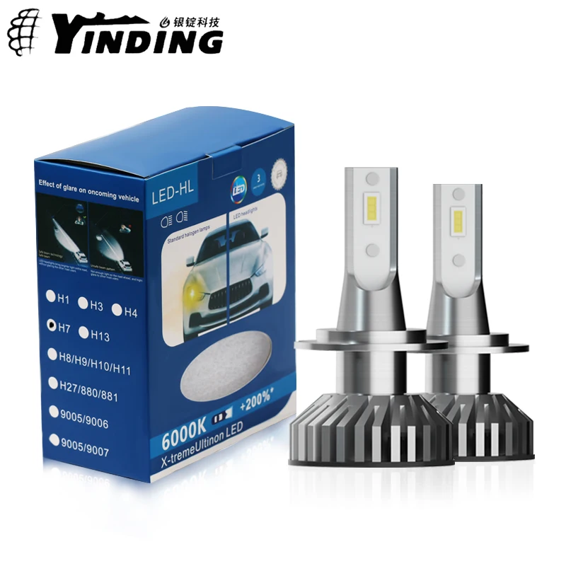 Автомобильные светодиодсветодиодный лампы YINDING F2 H7 H1 H3 H11 9005 9006 9012 50 Вт лм