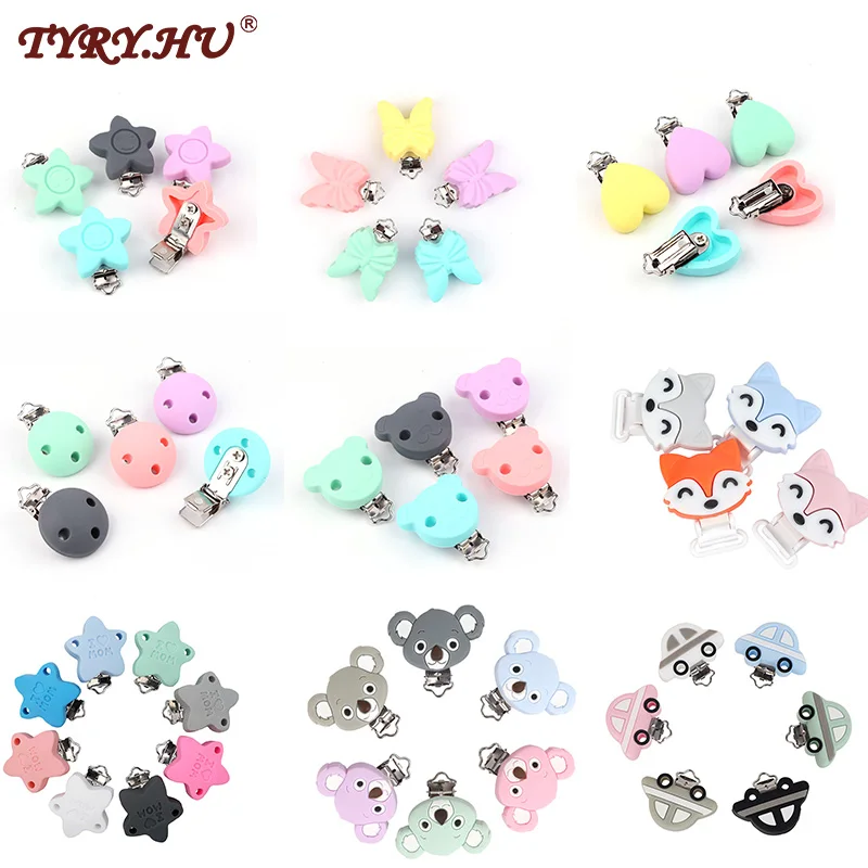 

TYRY.HU Silicone Teether Clips 10PC DIY Baby Pacifier Nursing Chain Holder Soother Nursing Jewelry Toy Clip Teething Accessories