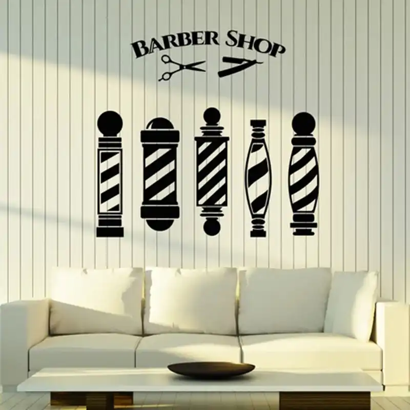 Barber Shop Wall Decal Scissors Barber Tools Men Hair Salon Art