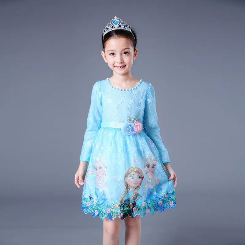 Рождественское платье принцессы Эльзы для девочек; детские зимние платья-пачки для девочек; кружевное платье для костюмированной вечеринки; одежда для дня рождения; Vestidos Disfraz Robe