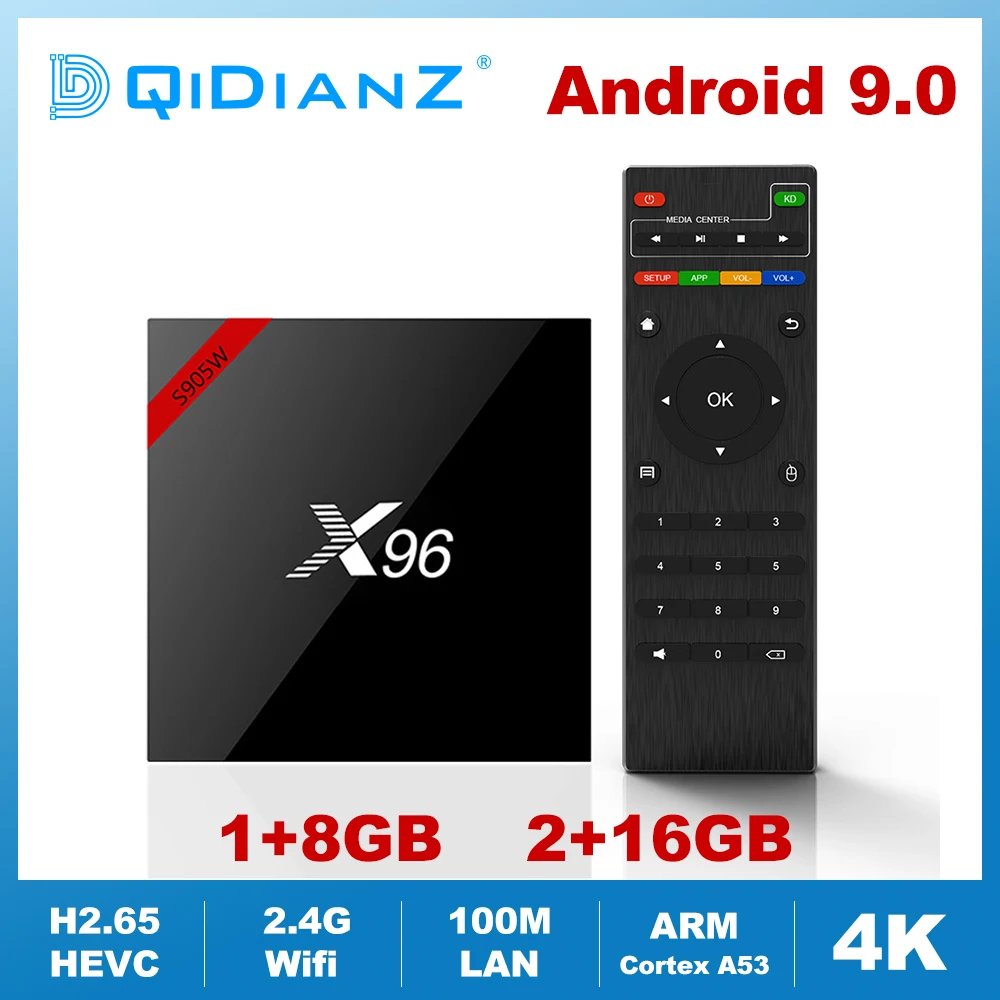 

NEW X96 Android 9.0 Amlogic S905W Quad Core 2.4G Wifi 4K HD TV Box X96 Set Top Box Mini Netflix Media Player 1GB 8GB 2GB 16GB