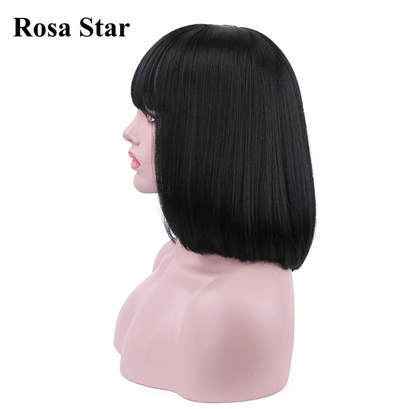 Синтетические цветные прямые короткие парики Rosa Star с челкой термостойкие