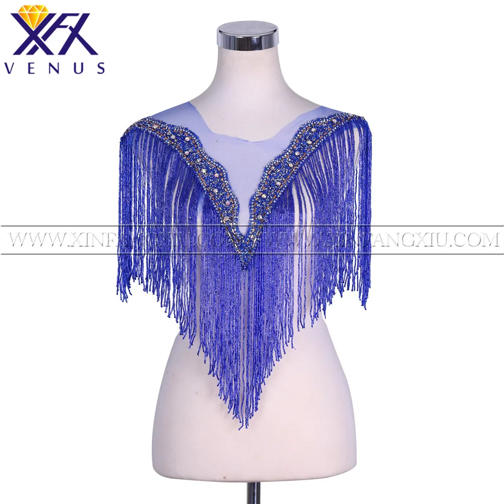 

XFX VENUS 1Set beads Fringe patches bodice applique wedding dress decoration trimming for women clothing prom gowns