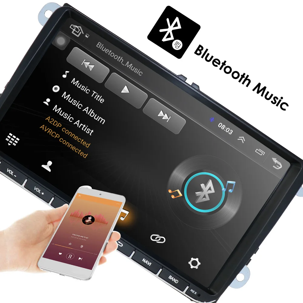 Excellent car autoaudio Android 9.0 2Din For VW Volkswagen/Golf/Polo/Tiguan/Passat/T5/Beetle/EOS/Skoda/Octavia car Radio GPS 1080p  4core 2