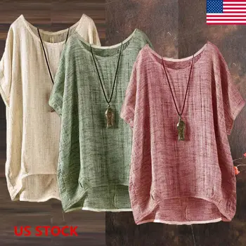 

2020 Women's Cotton Blouse Stylish Casual Tops Long Sleeve Shirts Female O Neck Blusas Oversized Woman Linen Tunic M-2XL