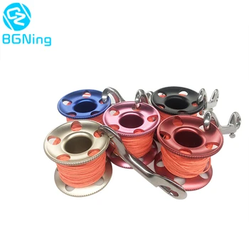 

Scuba Diving Aluminum Spool Finger Reel 15m 30m w/ Stainless Steel Bolt Snap Hook for Underwater Snorkeling Cave Photography