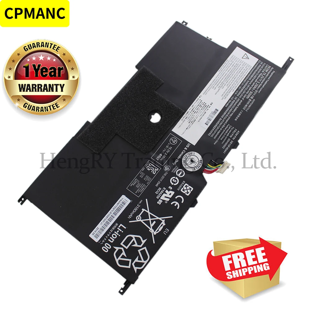 Аккумулятор для ноутбука Lenovo ThinkPad X1 Carbon Gen3 15 2 00HW003 SB10F46441 SB10F46440 3290 В 50 Вт/ч 2015 мАч |