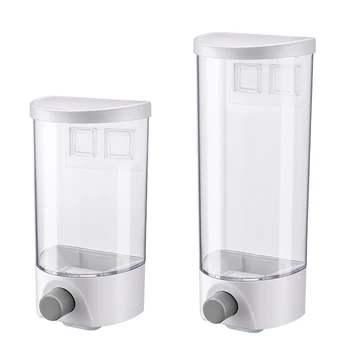 

Wall Mounted Press Cereals Dispenser Grain Storage Box Dry Food Container Organizer Kitchen Accessories Tools