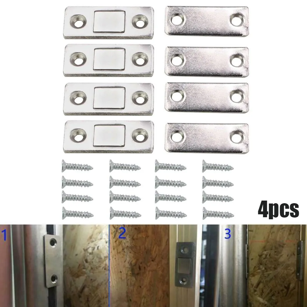 8Pcs Magnetic Cabinet Catches Door Stops Door Cabinet Cupboard Closer Cabinet Catches For Closet Cupboard Furniture Hardware