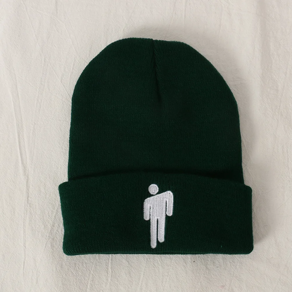 Billie Eilish Beanie Унисекс одноцветная хип-хоп шапка Skullies теплая вязаная зимняя женская шапка 23 цвета подарок Уличная Повседневная шапка - Цвет: 14