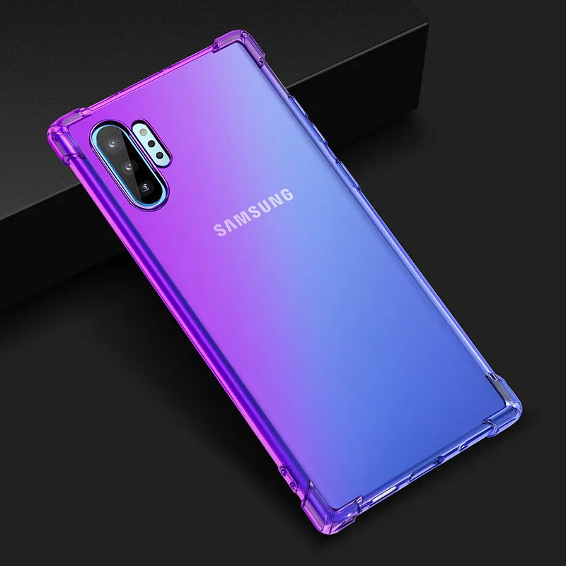 Чехол для телефона samsung Note 10 Plus 10 Pro градиентный чехол для samsung Galaxy Note 10 Pro Note 10 Plus Rainbow Coque чехол-бампер - Color: Purple Blue